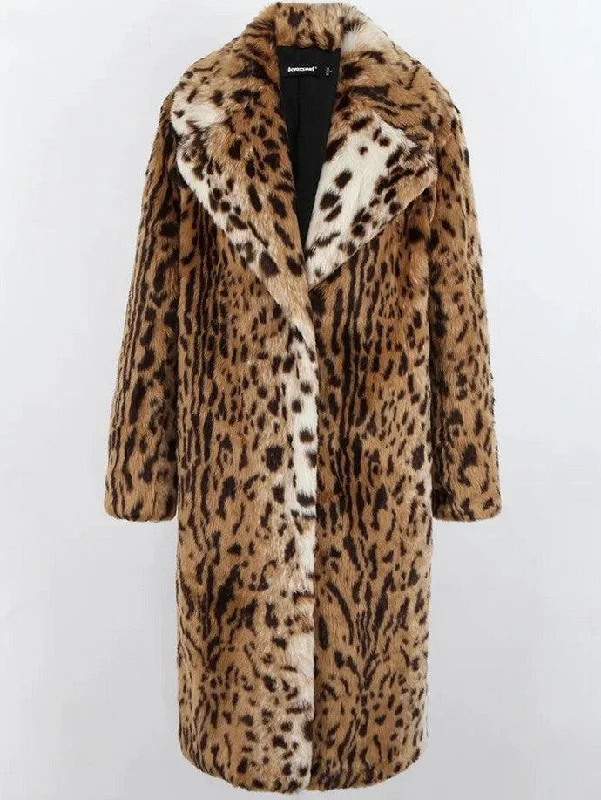 European And American Leather Fur Coat Leopard Fur Extended Artificial Wool Bomber Denim Leather
