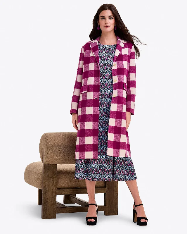 Gingham Coat Buttoned Zippered Snapped