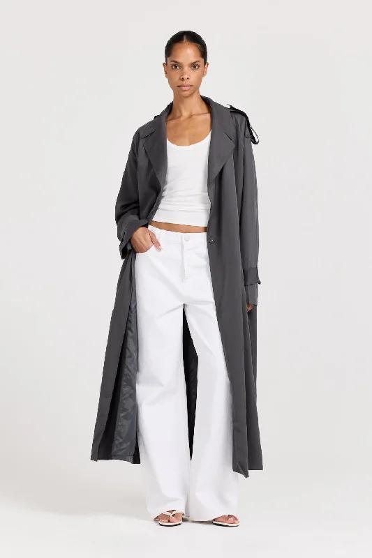 Lino Trench Classic Long Plaid Trench