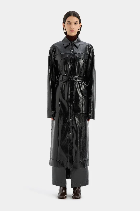 Midnight Trench Elegant Layered Trench Coat