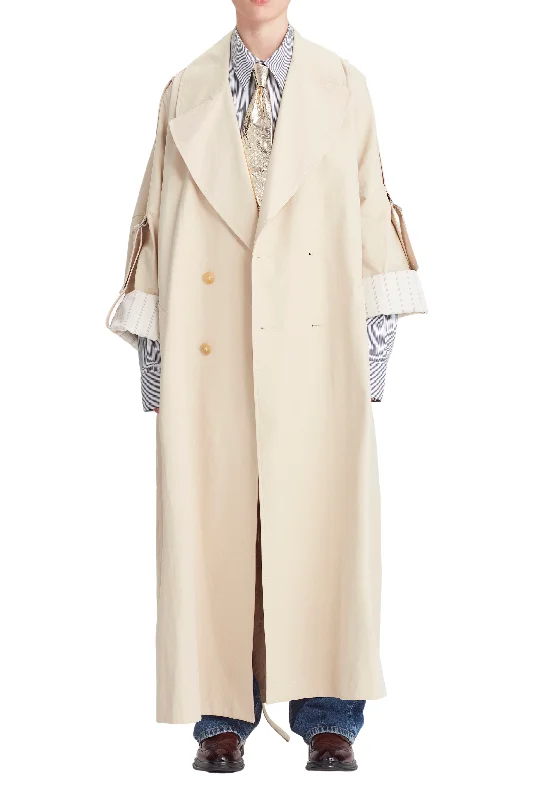 Oversize Twill Trench Double-Breasted Belted Trench