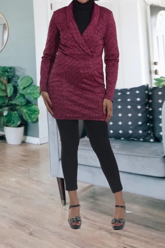 Cerise And Black Coat Top Quilted Jacket Anorak Windbreaker