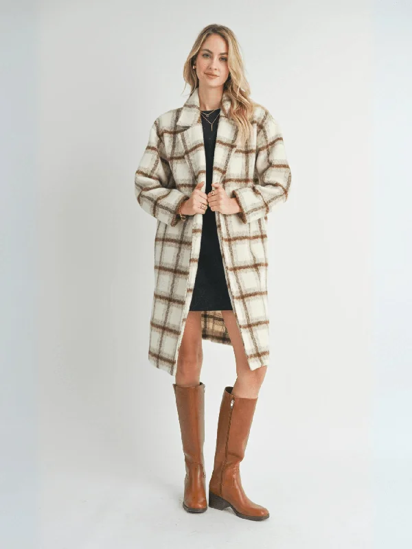 Emily Long Window Pane Coat Embroidered Appliqued Beaded