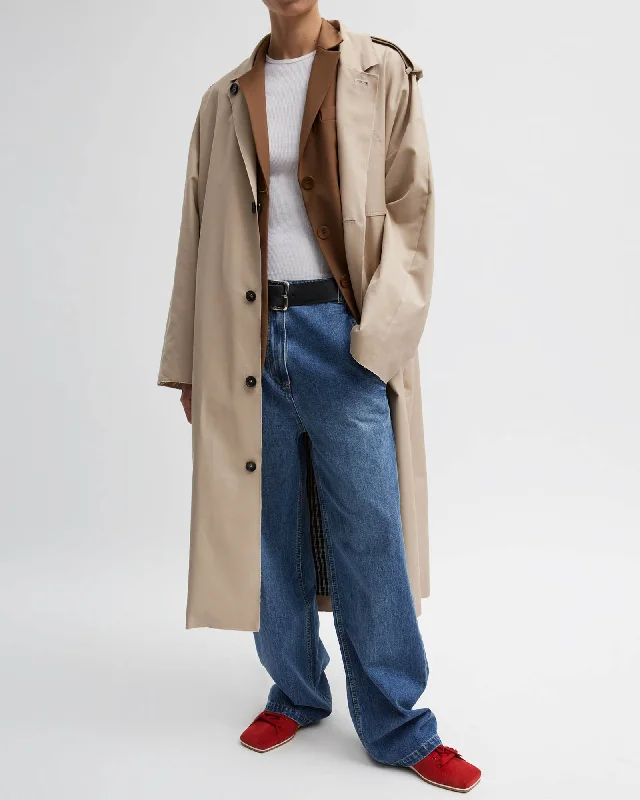 Reversible Cuffed Trench Fashionable Wide-Leg Trench
