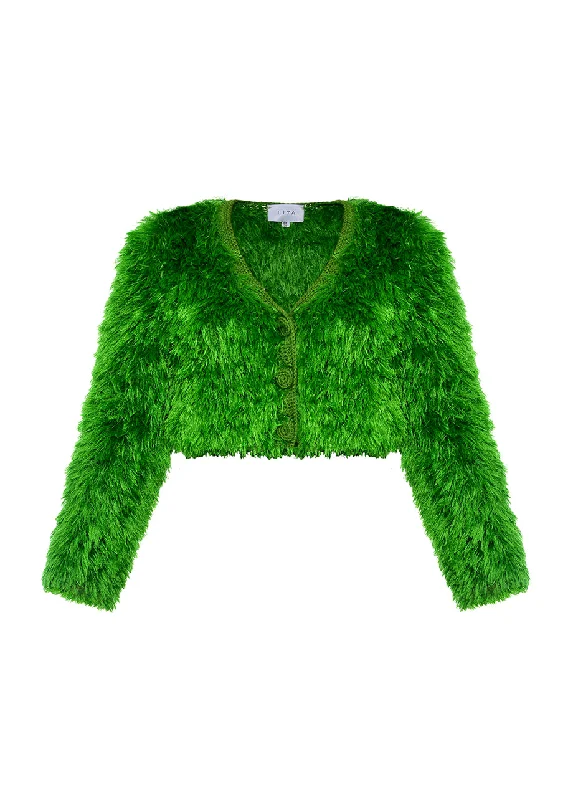 GREEN GRASS CARDIGAN Collared Crew Neck Turtle Neck