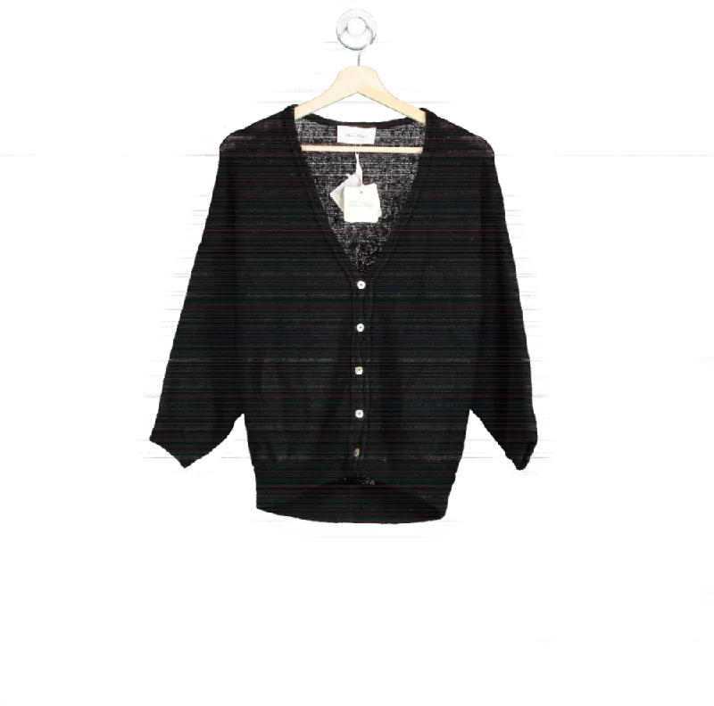 American Vintage Black UGO20 Cardigan XS/S Fleece Cardigan Nylon Polyester