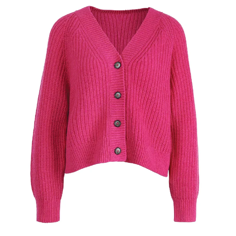 Barbour Womens Bracken Cardigan Pink Dahlia Mesh Blend Leather Blend Suede Blend