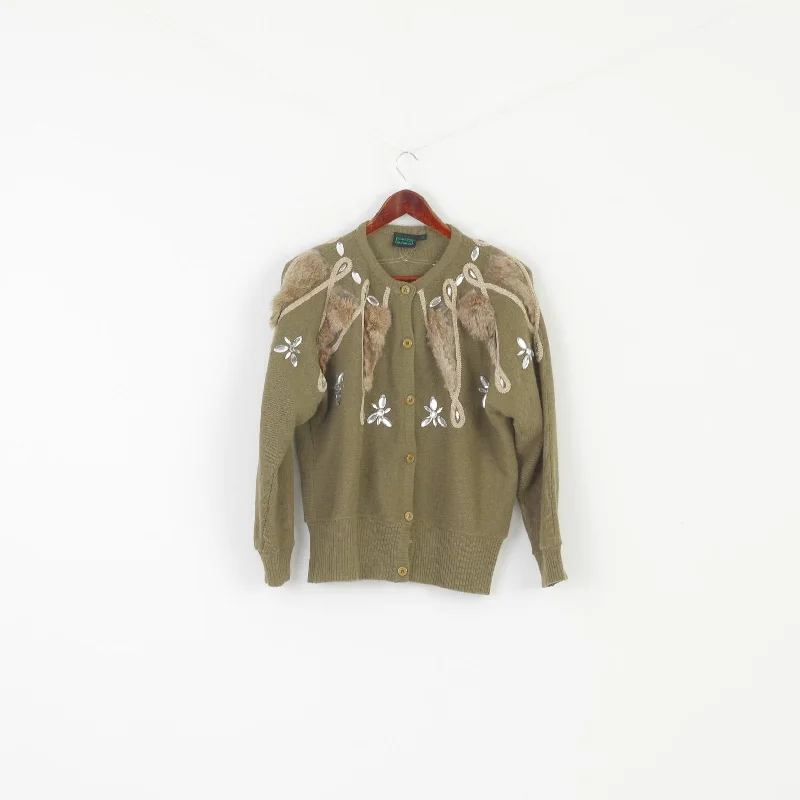 Bluhmod Women 46 L Cardigan Green Wool Angora Vintage Embellished Sweater Boat Neck Shawl Collar Notched Collar Bluhmod Women 46 L Cardigan Green Wool Angora Vintage Embellished Sweater Boat Neck Shawl Collar Notched Collar