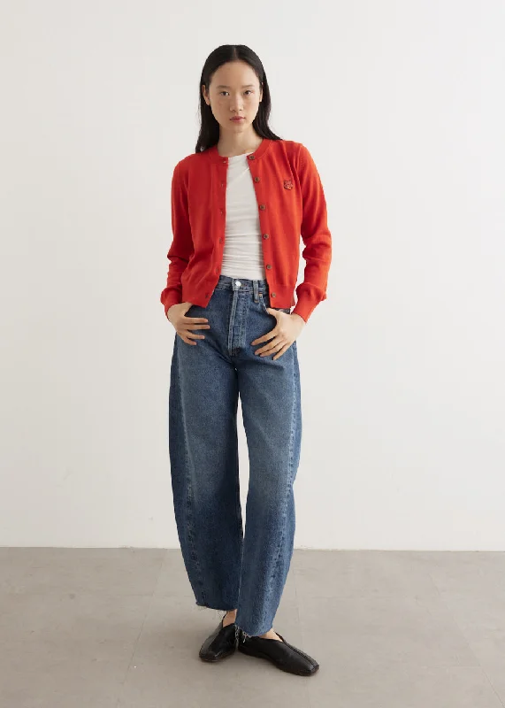 Bold Fox Head Patch Regular Cardigan Fitted Loose Oversized