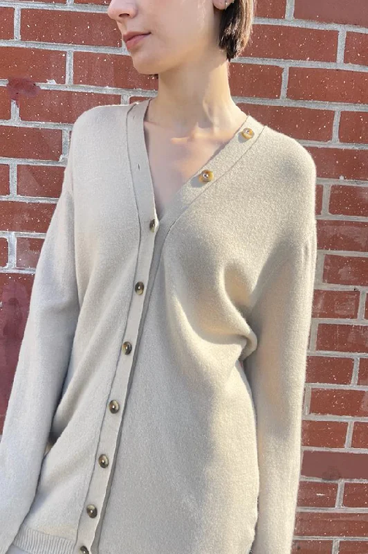 Button Cardigan in Antique Front Pockets Side Pockets Patch Pockets