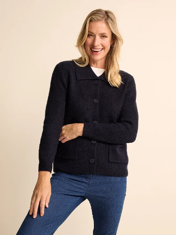 Caralina Cardigan Denim Fabric Leather Fabric Suede Fabric