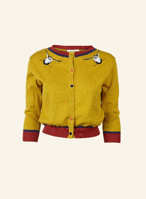 Vera Embroidered Cardigan - Mustard Puffin Nylon Fabric Polyester Fabric Spandex Fabric Vera Embroidered Cardigan - Mustard Puffin Nylon Fabric Polyester Fabric Spandex Fabric