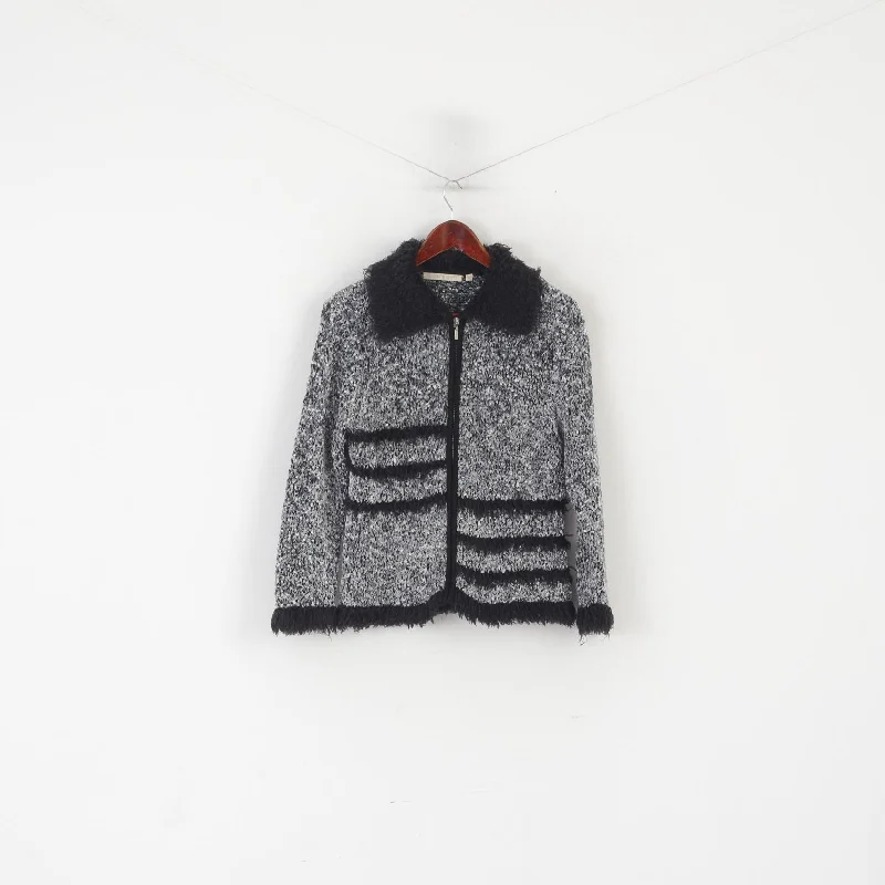 Elizabeth Scott Women S Cardigan Gray Black Full Zipper Boho Fur Collar Sweater Jersey Fabric Tulle Fabric Batik Fabric Elizabeth Scott Women S Cardigan Gray Black Full Zipper Boho Fur Collar Sweater Jersey Fabric Tulle Fabric Batik Fabric