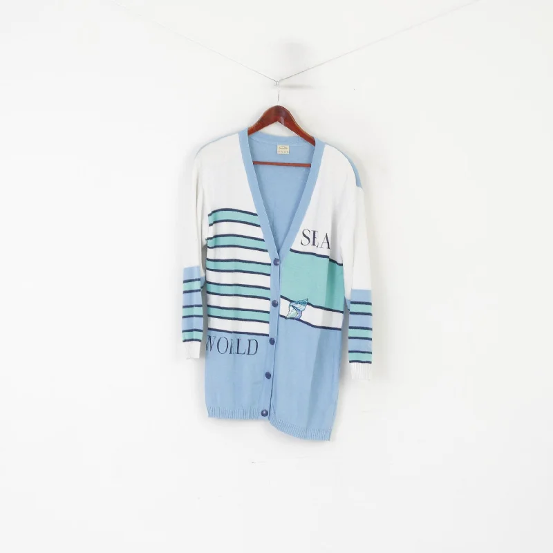 Creation Camilla Women 40 14 Cardigan Blue Marine Striped Shoulder Pads Sweater Cardigan Knitwear Sweater