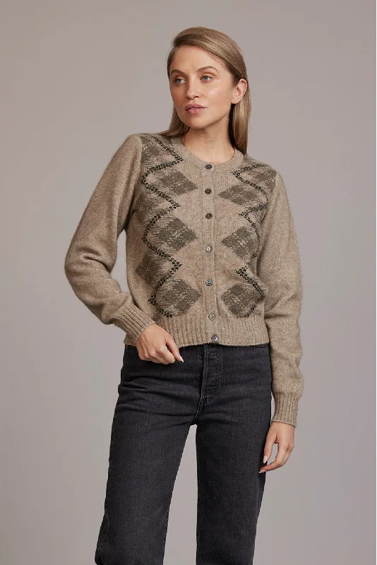 McDonald 5045 Tartan Cardigan in Ash Handmade Hand-knitted Hand-woven