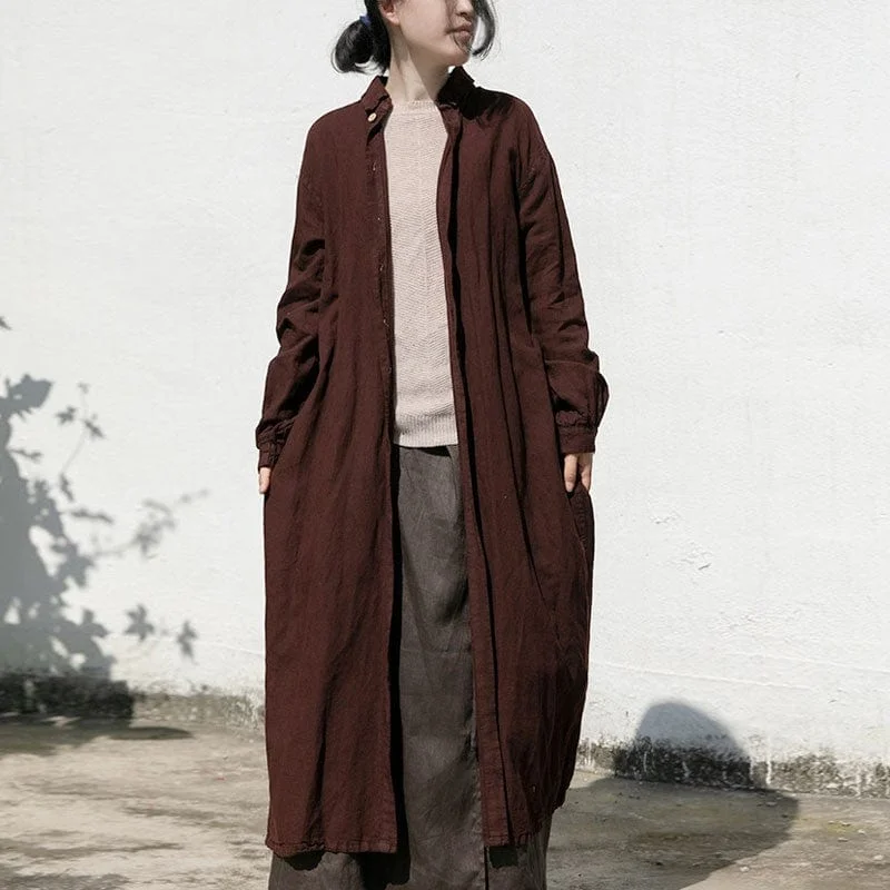Cotton And Linen Brown Vintage Cardigan | Lotus Neon metallic Matte