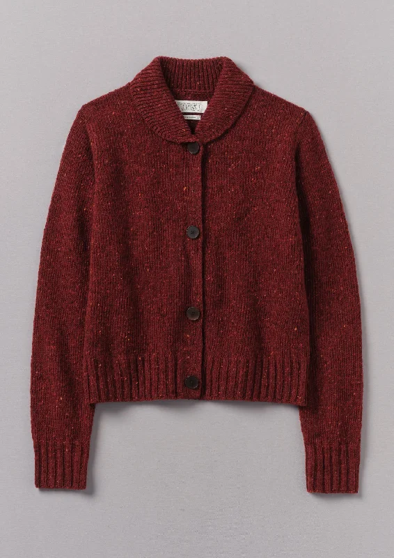 Donegal Wool Round Collar Cardigan | Russet Cotton Fabric Linen Fabric Terry Fabric