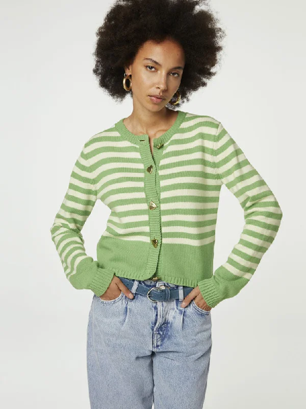 Fabienne Chapot Stine Cardigan Pea Green Spandex Blend Rayon Blend Denim Blend