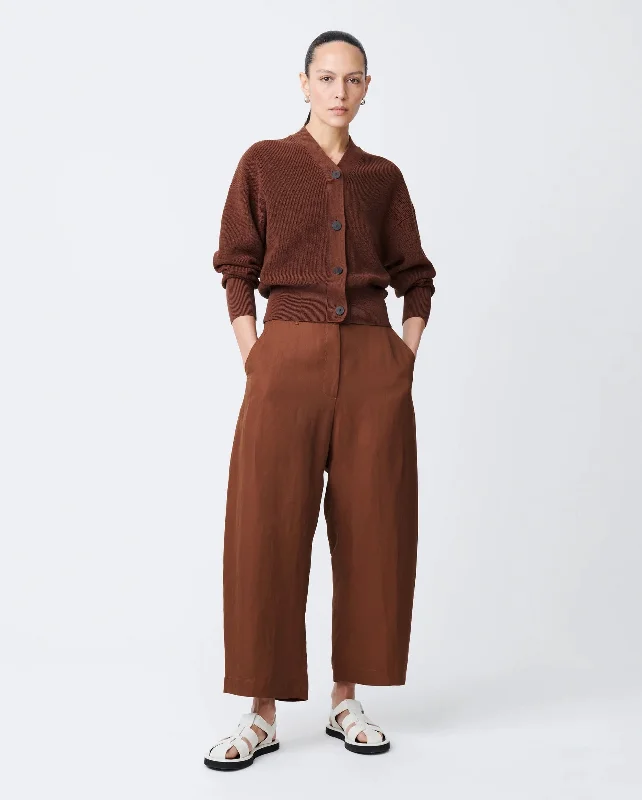HANA RIB CARDIGAN / CAROB BROWN Faux Fur Fabric Real Fur Fabric Shearling Fabric