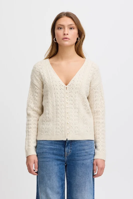 Ichi Liyanna Cardigan-Almond Milk-20121568 Button Cardigan Zip Cardigan Pullover Cardigan Ichi Liyanna Cardigan-Almond Milk-20121568 Button Cardigan Zip Cardigan Pullover Cardigan