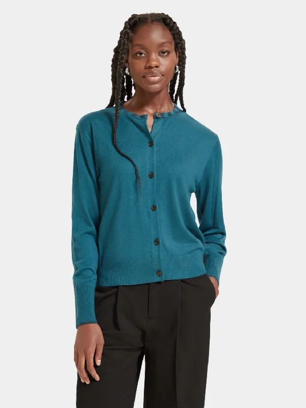 Jacquard crewneck cardigan Spandex Rayon Corduroy