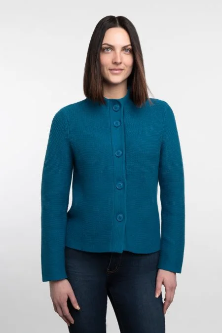 Kinross Cashmere Buttoned Mock Cardigan Notch Collar Peter Pan Collar Cowl Neck
