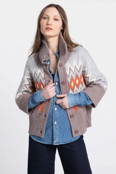 Kinross Cashmere Crop Cowl Alpine Cardigan Wool Fabric Cashmere Fabric Tweed Fabric