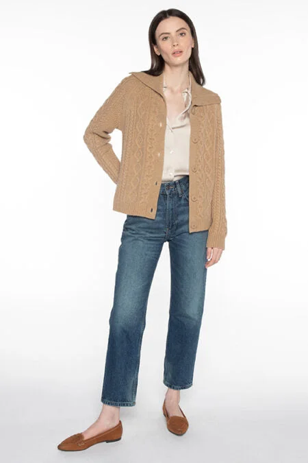 Kinross Cashmere Luxe Cable Cardigan Cardigan Knitwear Sweater