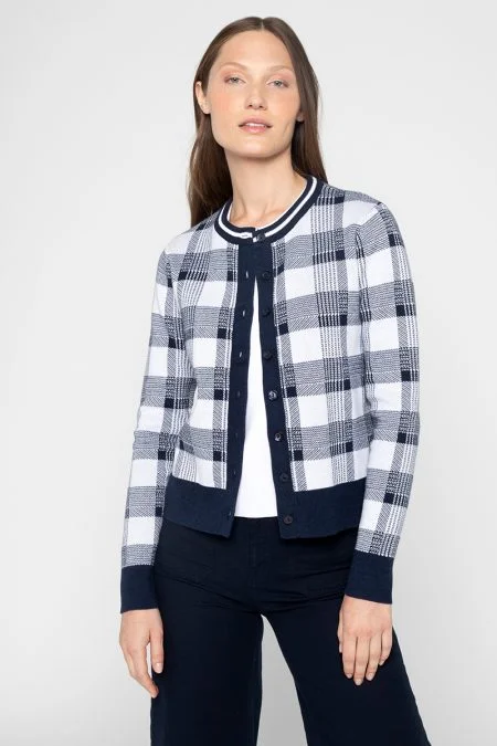 Kinross Cashmere Plaid Cardigan Plaid Cardigan Polka Dot Checkered
