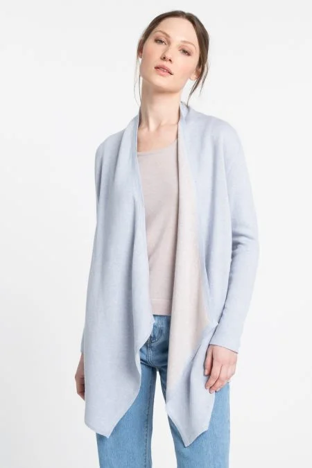 Kinross Cashmere Reversible Drape Cardigan Tailored Straight A-Line