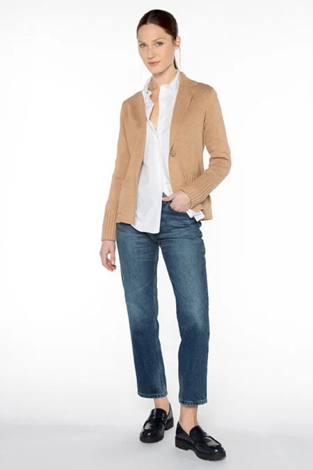 Kinross Cashmere Rib Trim Notch Collar Cardigan Striped Floral Plaid
