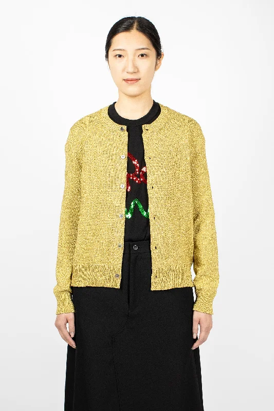 Knitted Cardigan Gold Chenille Brocade Lace