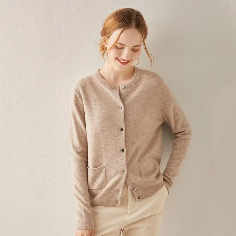 Knitted Cardigan Warm Cashmere Sweater Boat Neck Shawl Collar Notched Collar