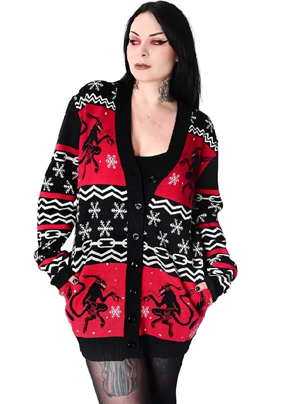 Krampus | CARDIGAN SWEATER Solid Print Embellished