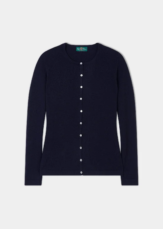 Clare Ladies Cashmere Crew Neck Cardigan In Dark Navy Boxy Cardigan Fitted Cardigan A-Line Clare Ladies Cashmere Crew Neck Cardigan In Dark Navy Boxy Cardigan Fitted Cardigan A-Line