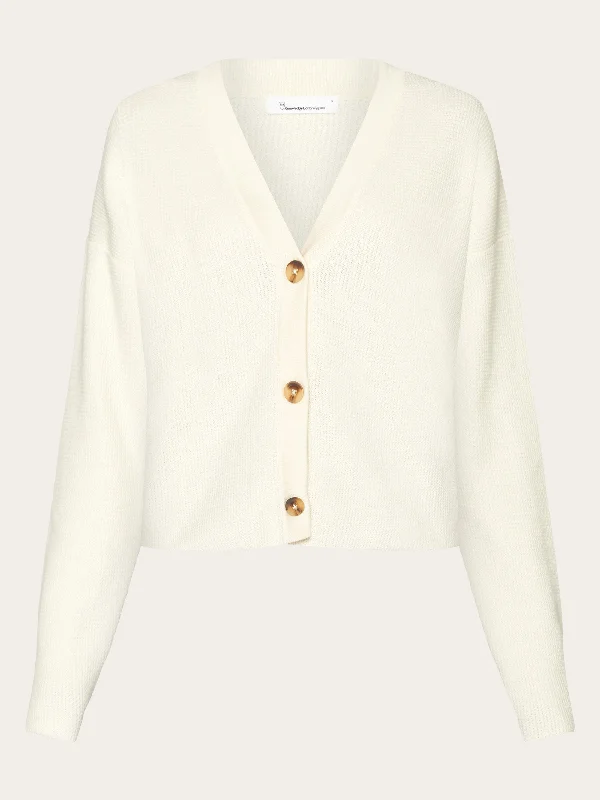 Loose cotton racking stitch cardigan - GOTS/Vegan - Egret Sequined Glittery Shiny