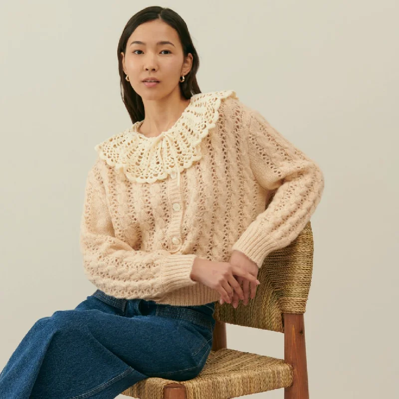 Louise Misha Ascaliane Cardigan Blush Herringbone Houndstooth Plaid