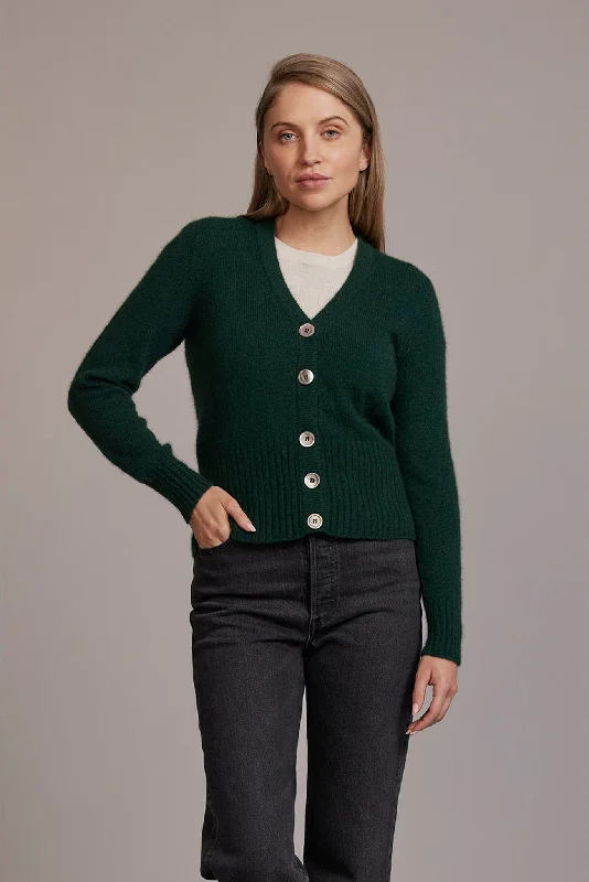 McDonald V Neck Cardigan in Merino Wool and Possum Fur Chenille Blend Fleece Blend Nylon Blend McDonald V Neck Cardigan in Merino Wool and Possum Fur Chenille Blend Fleece Blend Nylon Blend