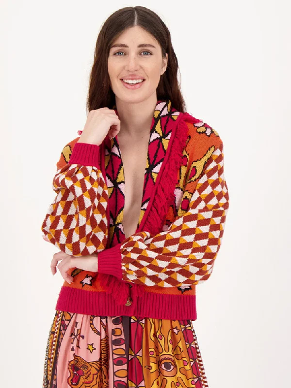 Me369 Etta Short Cardigan Sunset Satin Fabric Silk Fabric Chiffon Fabric