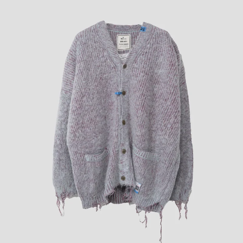 MOHAIR KNIT CARDIGAN Crew Neck V-Neck Turtle Neck