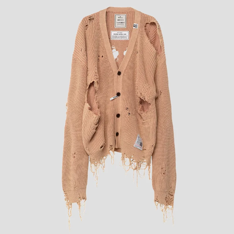 BLEACHED KNIT CARDIGAN Velvet Chenille Corduroy