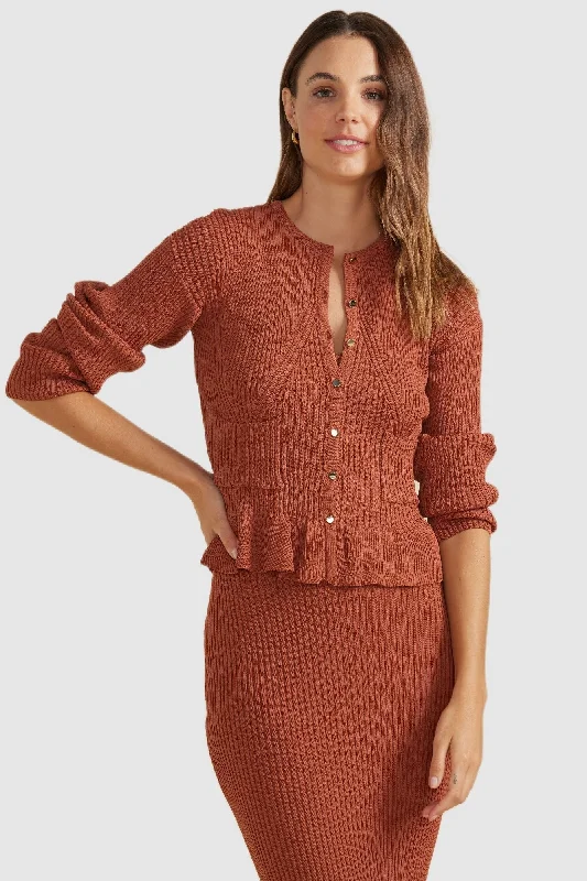 MINKPINK Womens Cyprus Cardigan Brick Chenille Fabric Brocade Fabric Lace Fabric
