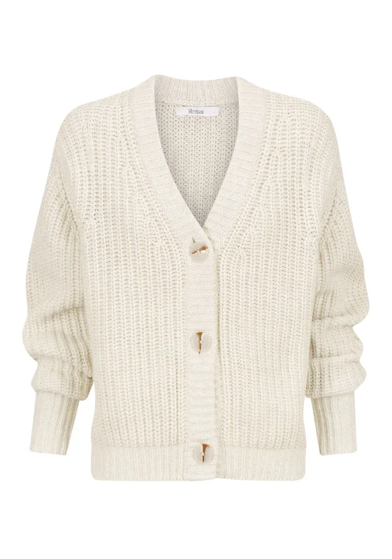 MORRISON RAVI CARDIGAN - SNOW Lace Blend Ribbed Blend Corduroy Blend