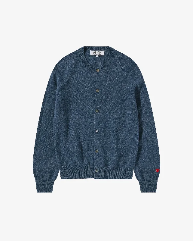 N091 UNISEX SMALL HEART CARDIGAN / NAVY Hooded Caped Shawl Collar