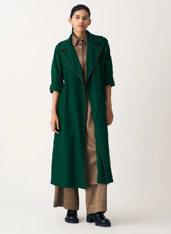 Notch Collar Trench Warm Fleece Lined Trench