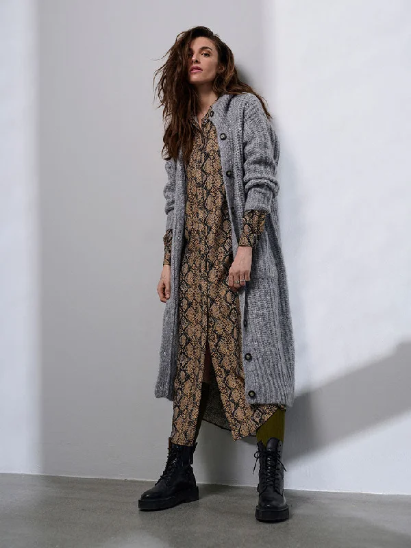 Pulz PzZacha Cardigan Medium Grey Melange Lightweight Heavyweight Midweight