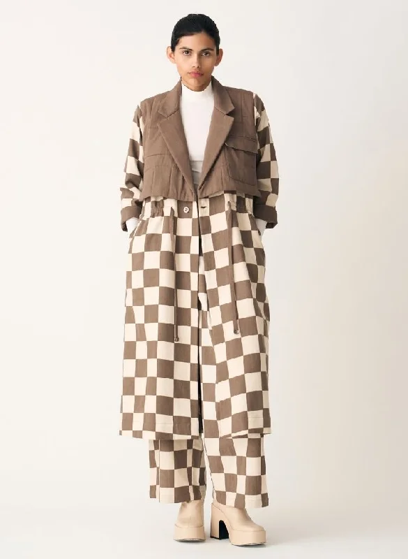 Quilted Yoke Trench Stylish Hooded Trench Coat