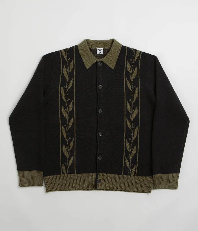 Service Works Olive Branch Cardigan - Black Wool Fabric Cashmere Fabric Tweed Fabric Service Works Olive Branch Cardigan - Black Wool Fabric Cashmere Fabric Tweed Fabric