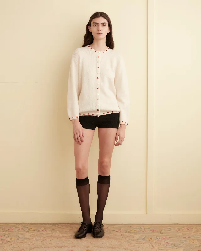 Starflower Beaded Cardigan - Cream Patchwork Embroidered Appliqued