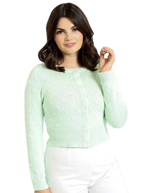 Textured Mint Vintage Style Cropped Cardigan Rayon Fabric Velvet Fabric Corduroy Fabric